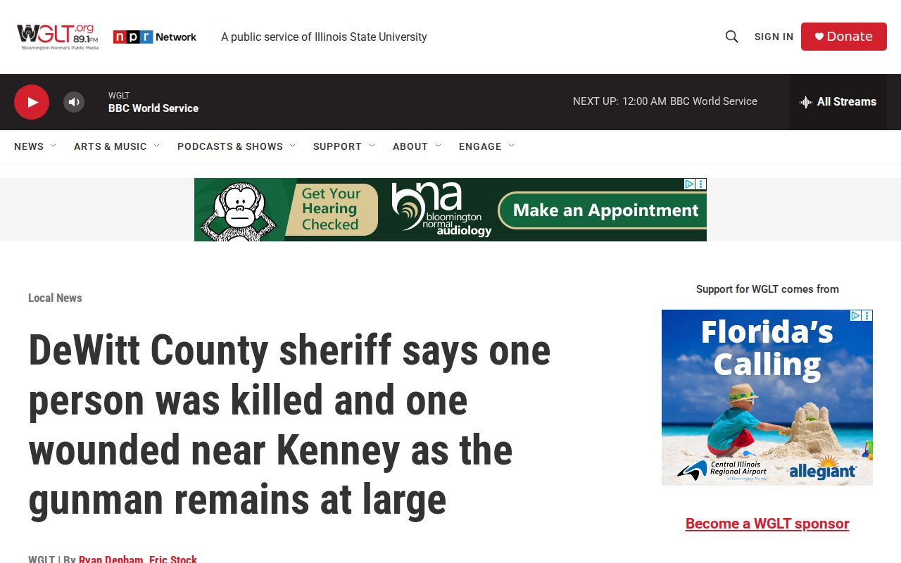 WGLT DeWitt County public-safety news source with Sheriff-supplied photo context