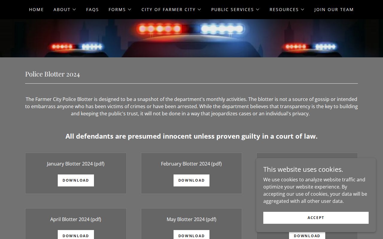 Farmer City Police monthly blotter for DeWitt County arrest records